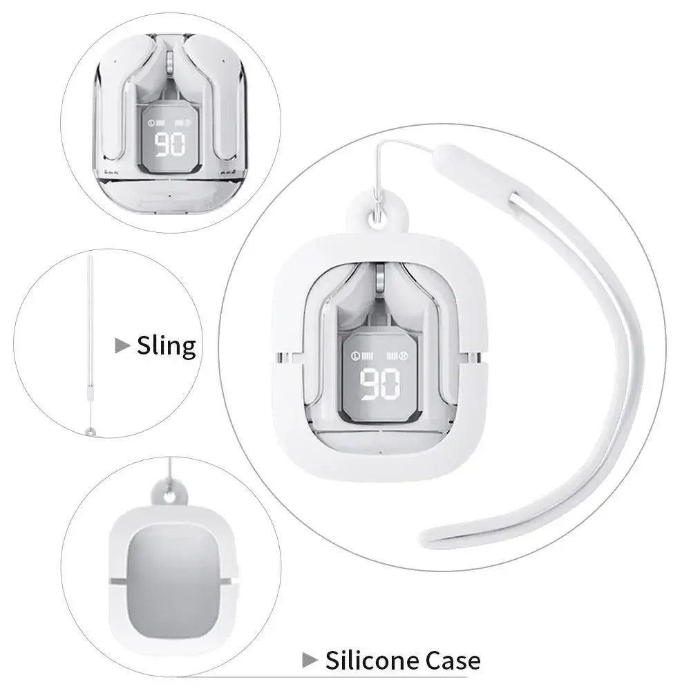 T2 TWS Gaming Earbuds Bluetooth 5.3 with HiFi stereo, noise reduction, waterproof design, LED display, and touch control for immersive gaming