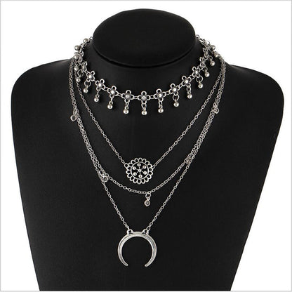 Vintage multi-layer tassel pendant necklace for women
