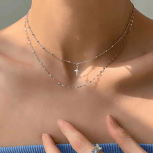 Vintage alloy star pendant necklace with layered collarbone chain