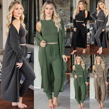 Women's Knitted Slim Fit Temperament Vest and Trousers Sports Suit in stylish black, perfect for workouts and casual wear.