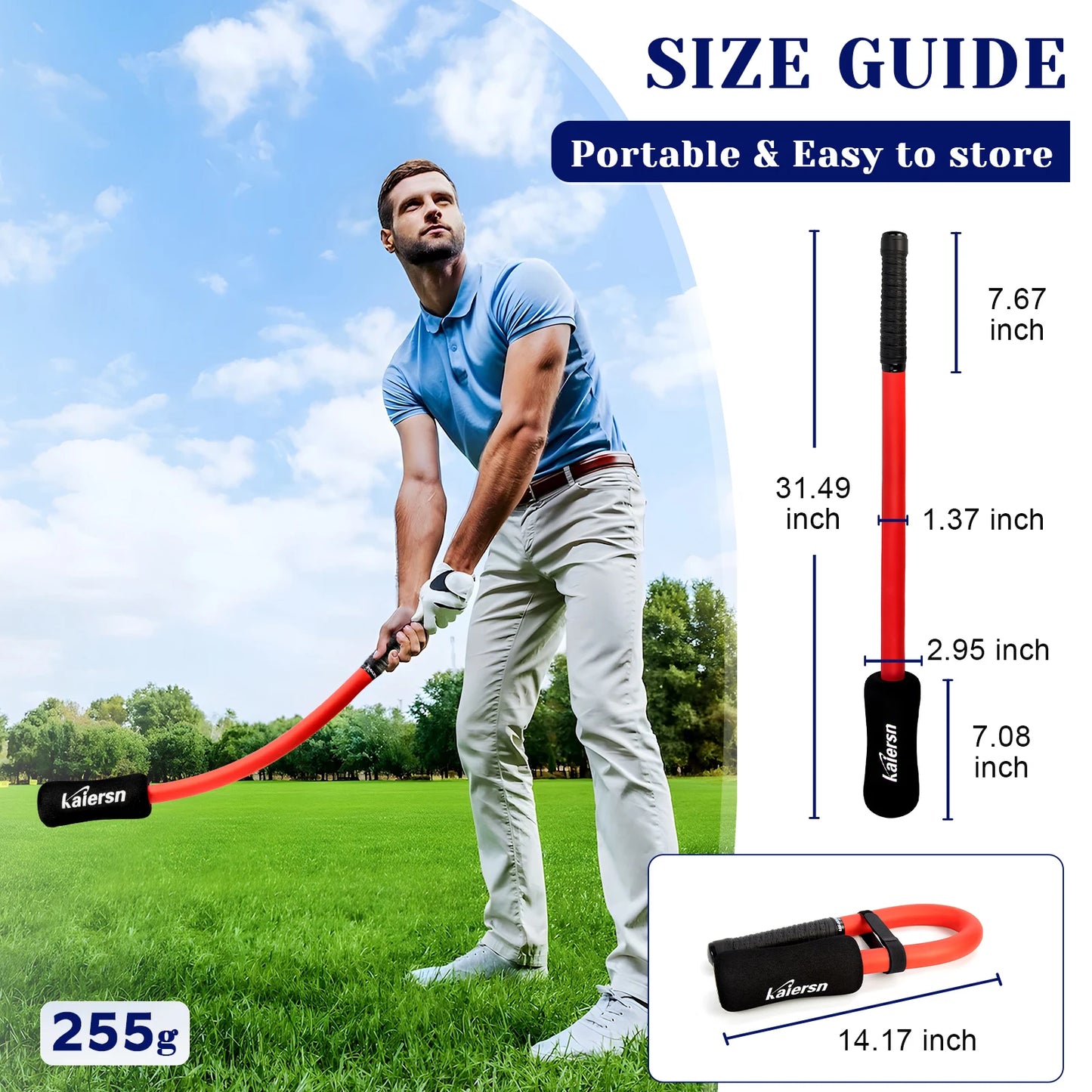 Golf Swing Trainer Aid Warm-Up Stick for Improved Tempo, Flexibility, Balance, and Strength