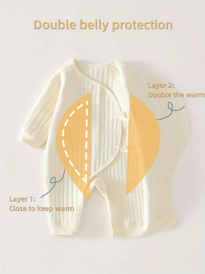 Newborn winter bodysuit made of thick cotton for baby boys and girls

