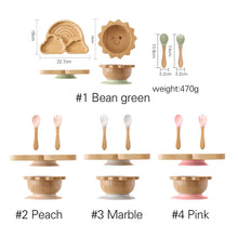 Eco-friendly baby bamboo tableware set with spork for toddler feeding

