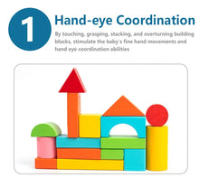 Wooden Building Blocks Set with 100 Pieces and Storage Bag