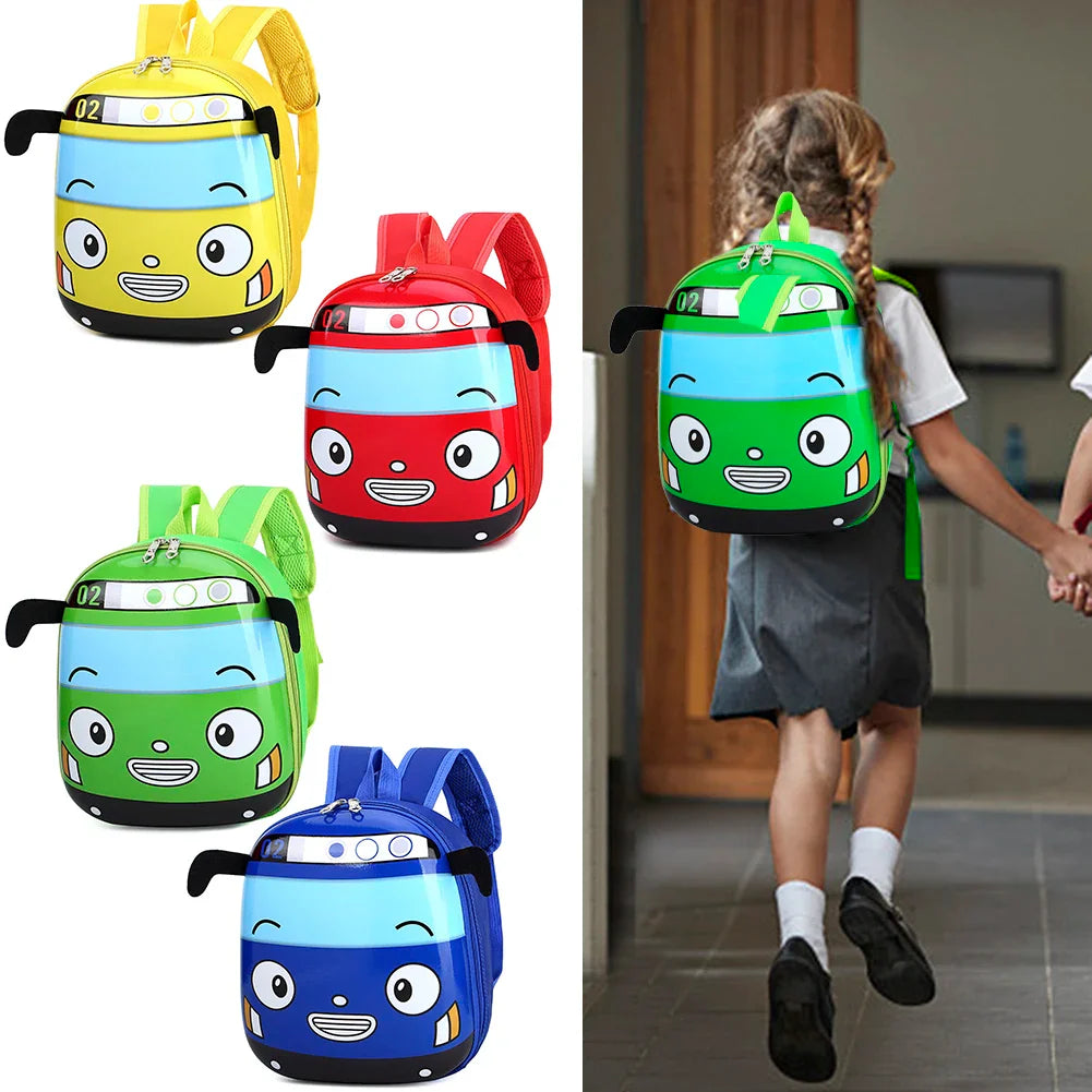 3D cartoon bus school bag for kids in yellow color

