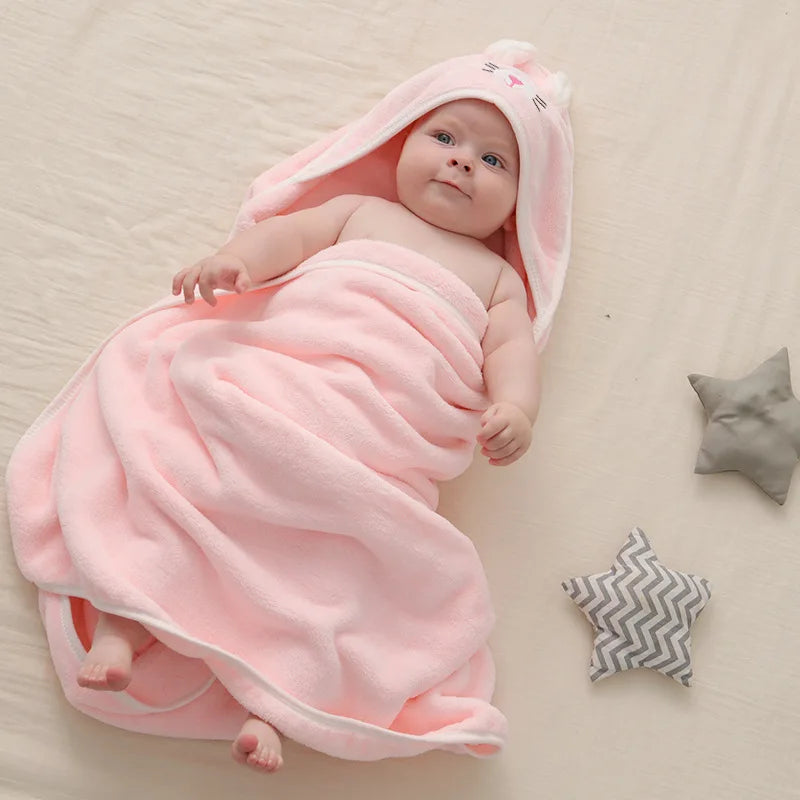 Toddler hooded bath towel used as soft baby wrap for boys and girls

