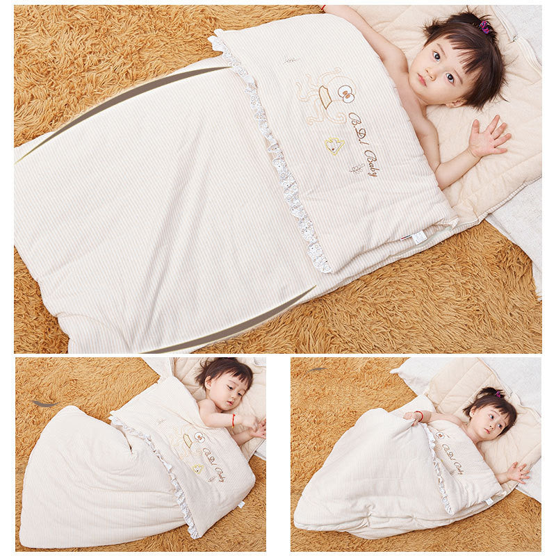 Cozy cotton baby sleeping bag swaddle for infant and toddler warmth


