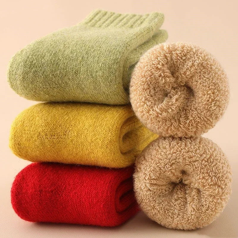 Thick winter baby wool socks for toddlers with soft and warm thermal design

