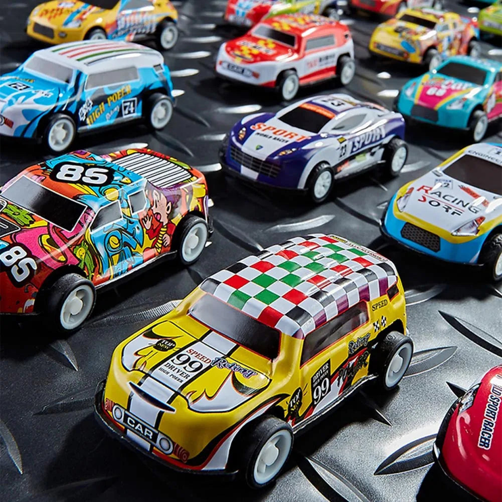Mini alloy car model set for kids with storage box and diecast toy vehicles

