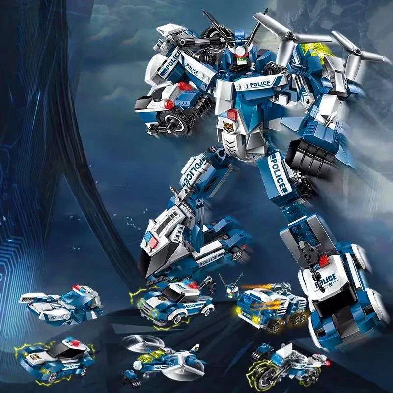 Qman 6-in-1 Transforming Mecha Warrior Building Blocks Set for Kids