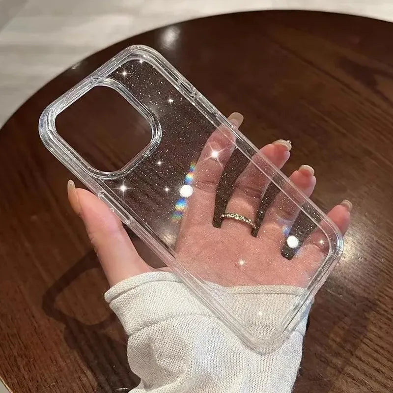 Glitter Shockproof Transparent iPhone Case for Maximum Protection

