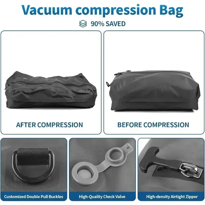 17L vacuum compression travel bag with air pump for packing and storage

