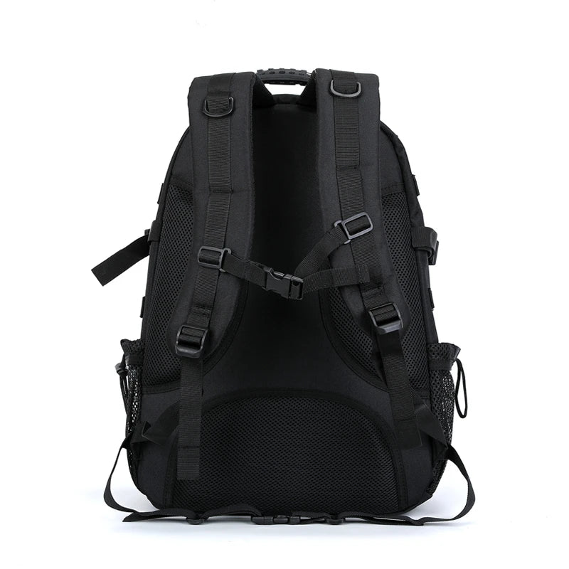 Large capacity hiking backpack with multiple compartments for travel and camping

