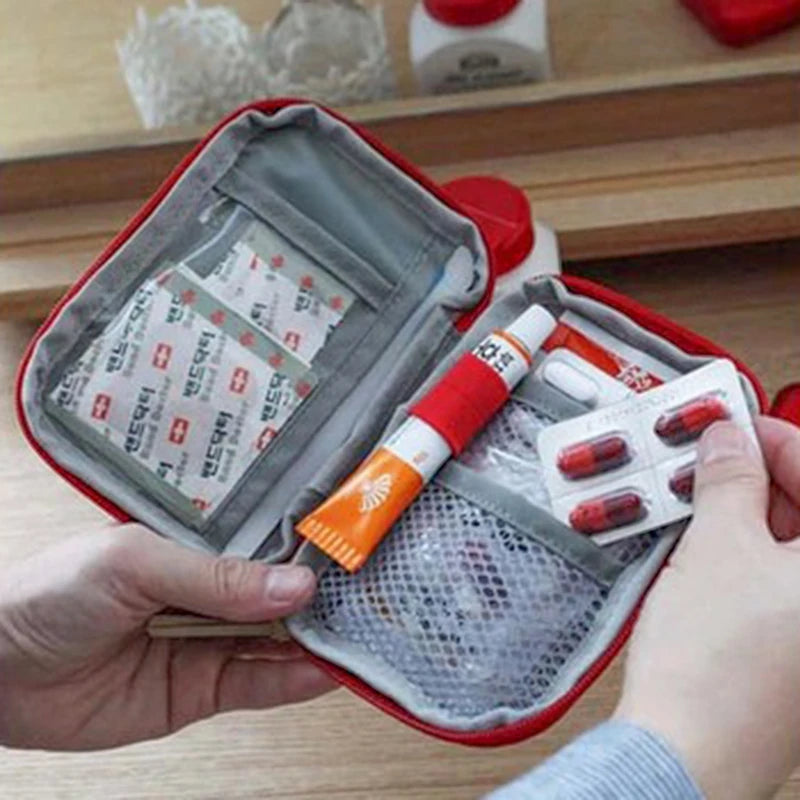 Mini first aid kit and portable medicine bag for travel, camping, and emergency use

