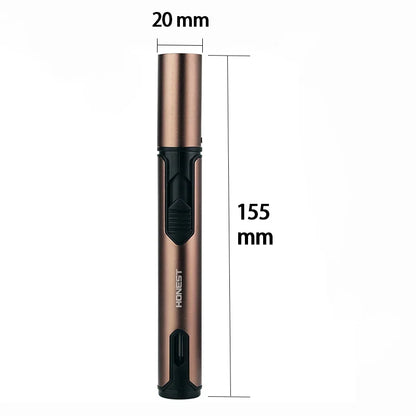 Windproof butane candle lighter with turbo jet flame for BBQ and cigars