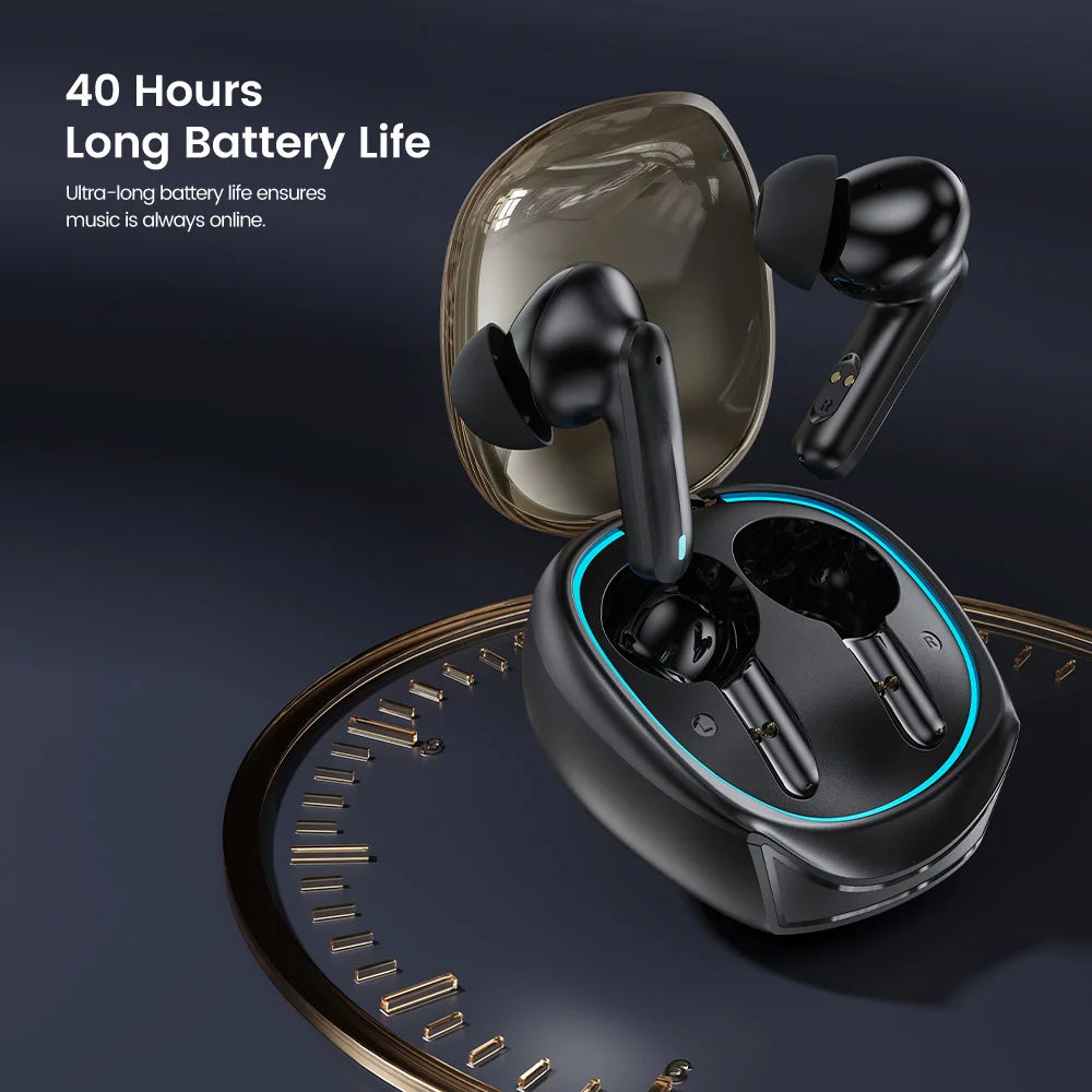 Toocki Gaming Wireless Earphones Bluetooth 5.3 with waterproof TWS design, low latency, and mic for iPhone and sports use