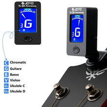 JOYO JT-01 clip-on guitar tuner with LCD display for guitar, ukulele, and violin

