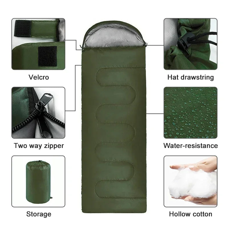 4 season sleeping bag for outdoor camping and hiking, ultralight and waterproof

