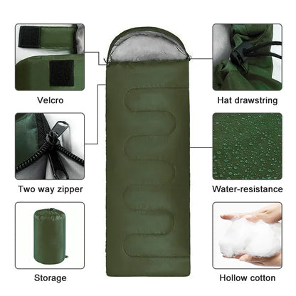 4 season sleeping bag for outdoor camping and hiking, ultralight and waterproof

