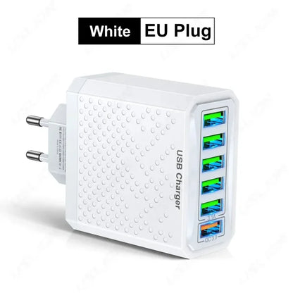 USLION 6-in-1 USB Charger QC3.0 with Fast Charge Protocols