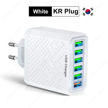 USLION 6-in-1 USB Charger QC3.0 with Fast Charge Protocols