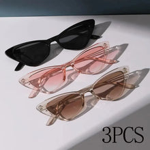 Three-pair set of small cat eye sunglasses for women with retro style