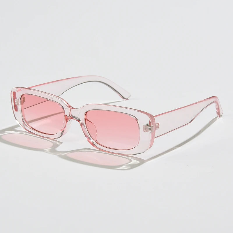 Trendy small sunglasses with green square frames for women and men, UV400 protection