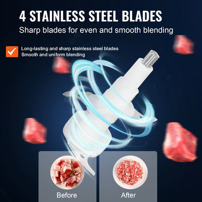 VEVOR electric stainless steel meat grinder with 4-wing blade for kitchen food processing

