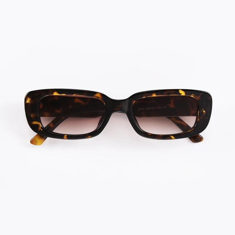 Trendy small sunglasses with green square frames for women and men, UV400 protection