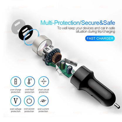 3.1A dual USB car charger with LCD display and voltmeter