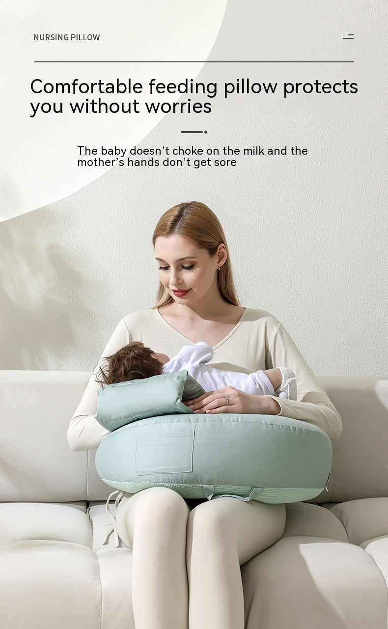 Nursing pillow for breastfeeding with waist support and ergonomic design

