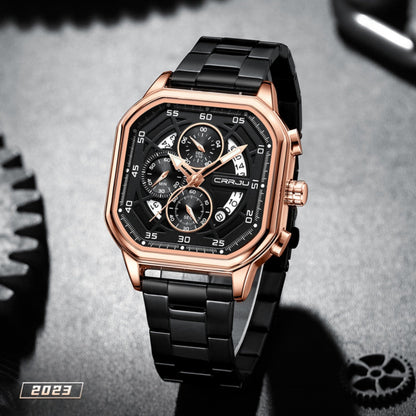 Waterproof square calendar couples watch with steel strap
