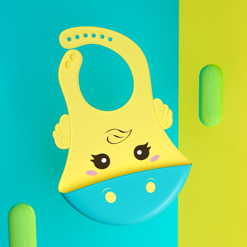 Baby silicone waterproof bib with food catcher for mess-free feeding

