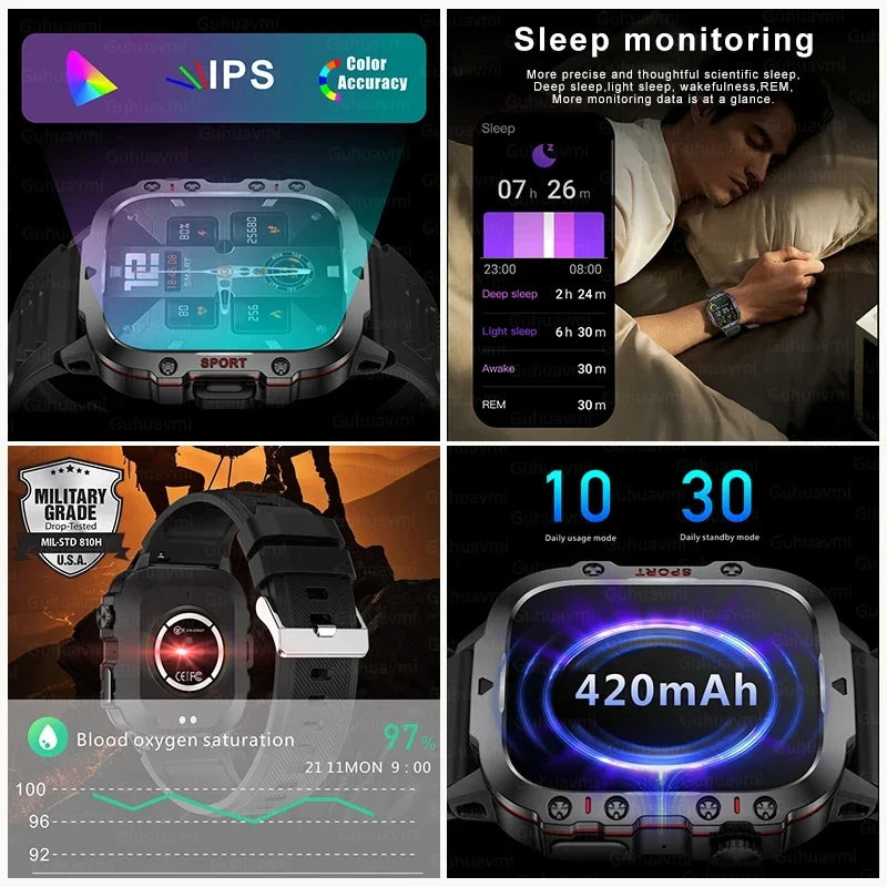 Military Smart Watch for Men with GPS and Outdoor Fitness Features


