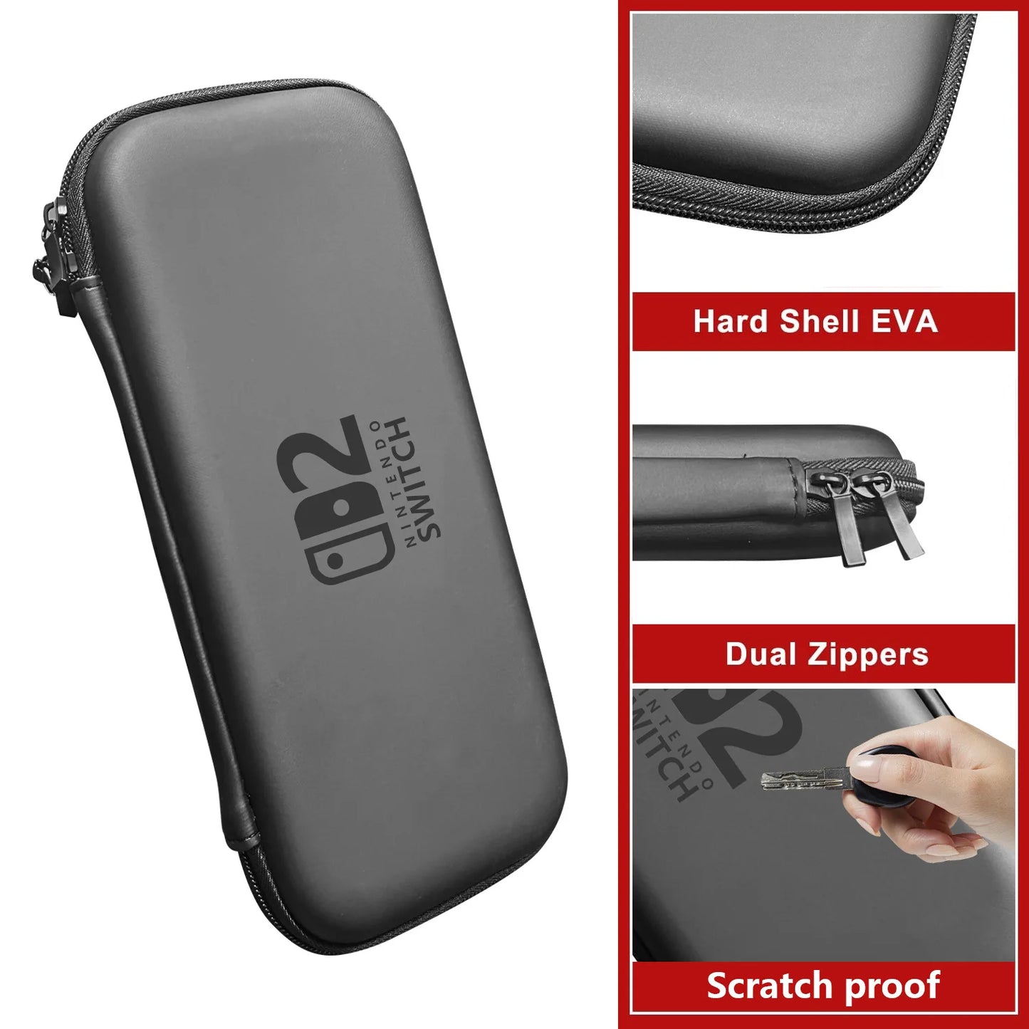 Slim Waterproof Nintendo Switch 2 Carrying Case with EVA Hard Shell

