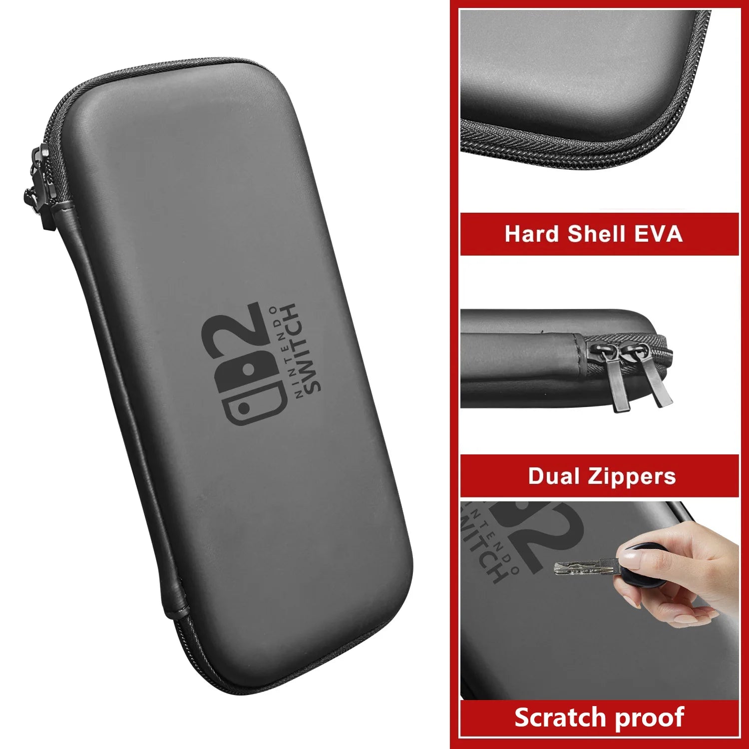 Slim Waterproof Nintendo Switch 2 Carrying Case with EVA Hard Shell

