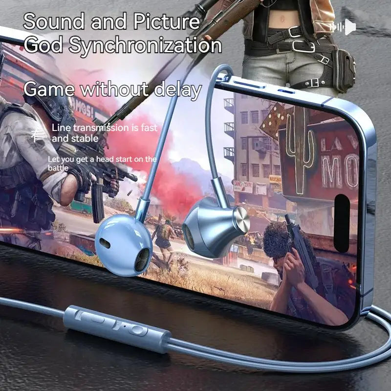 9D Stereo Type C&3.5mm Gaming Headsets with HiFi bass, waterproof in-ear design, and mic for handsfree calls and gaming