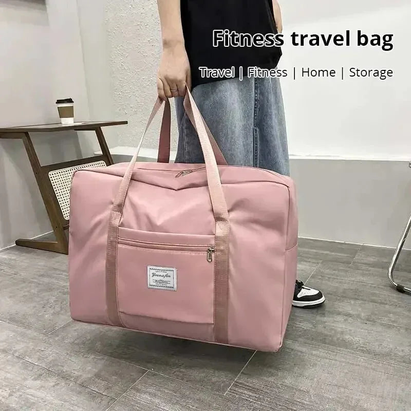 Large capacity travel bag with zipper and handles for gym, sports, and daily use