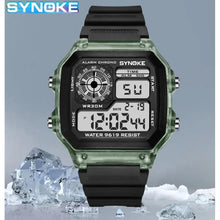 Digital sports watch with waterproof design and 7-color LED lights


