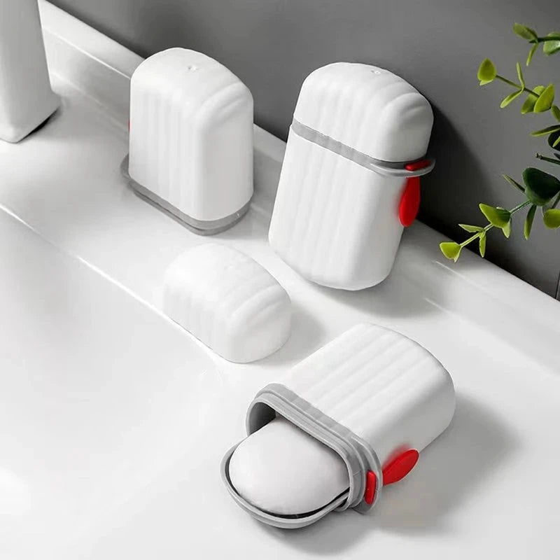 Portable soap box with sealed waterproof design for travel and bathroom use