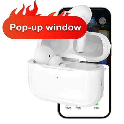 Airs Pro Wireless Bluetooth Earphones with Siri pop-up, waterproof design, and touch control for iOS