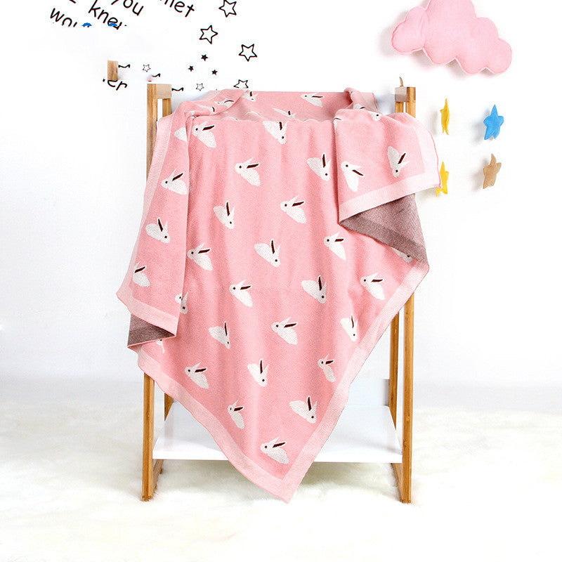 Cozy baby knitted blanket with bunny ears for warmth and wind protection

