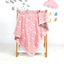 Cozy baby knitted blanket with bunny ears for warmth and wind protection

