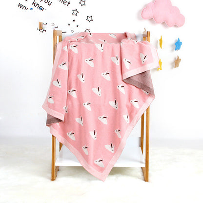 Cozy baby knitted blanket with bunny ears for warmth and wind protection

