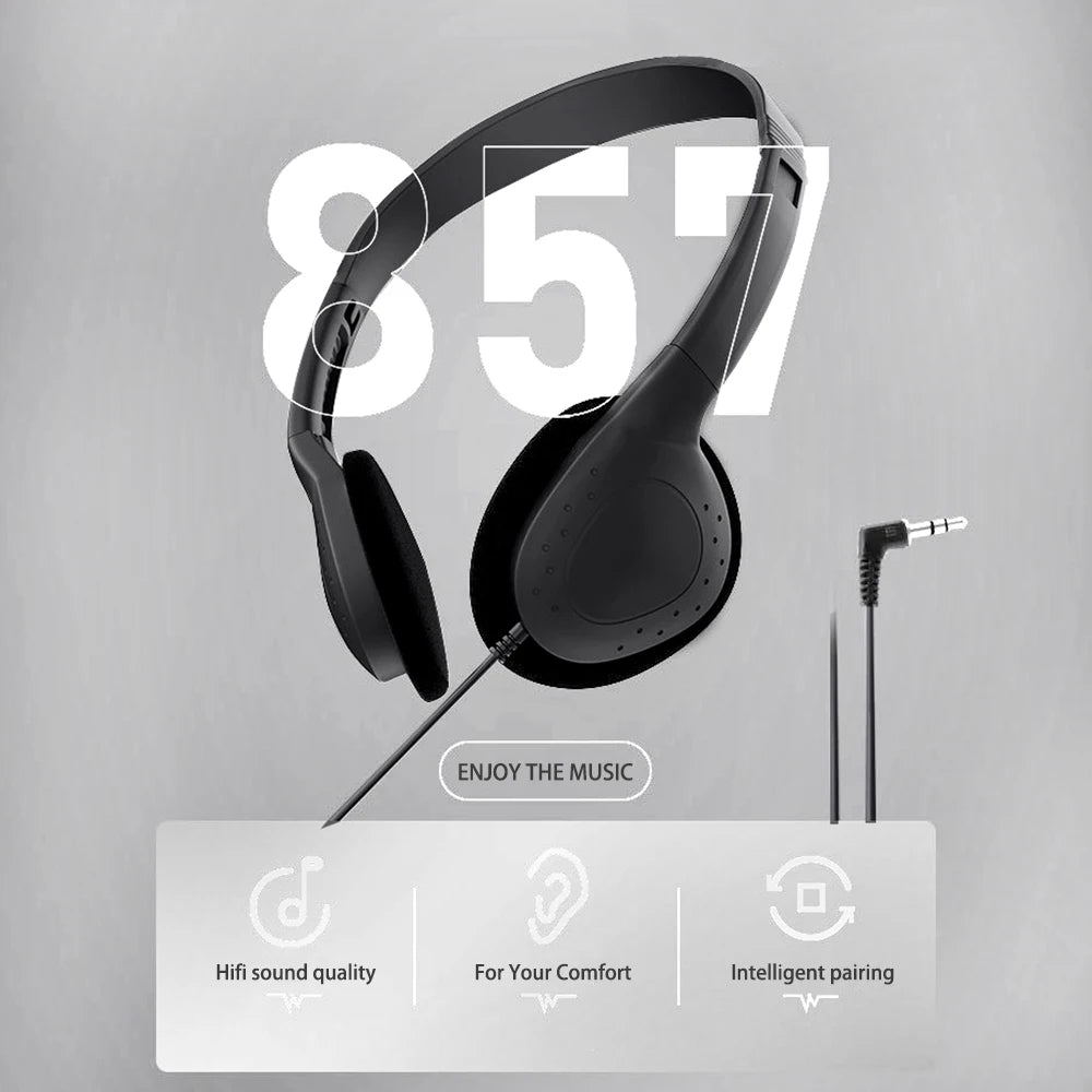Noise Reduction Wired Headphones with 3.5mm Jack and Comfortable ABS Design for Gamers
