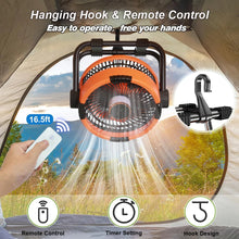 Camping Fan 20000mAh Rechargeable with LED Light and Hook for Tent Ceiling and Outdoor Air Circulation
