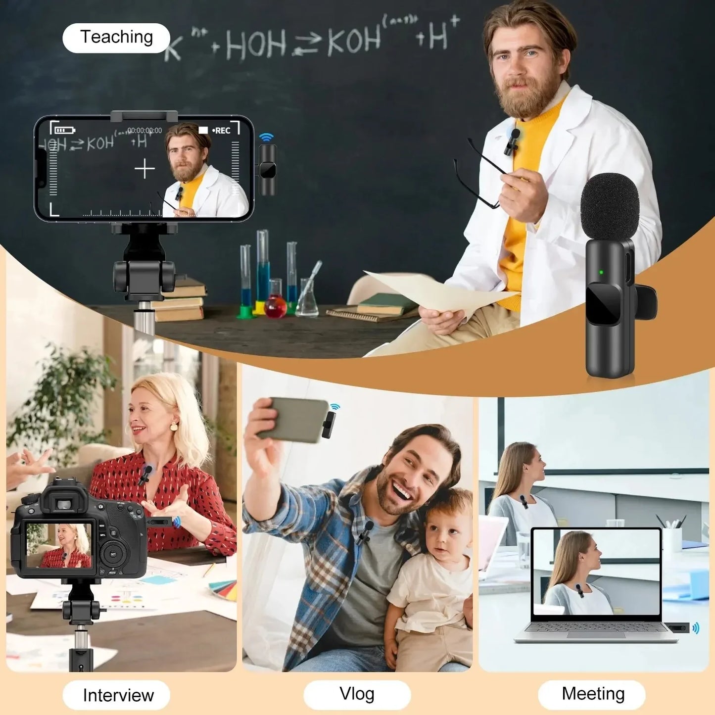 "Portable Lavalier Microphone for iPhone, Android, and live streaming"