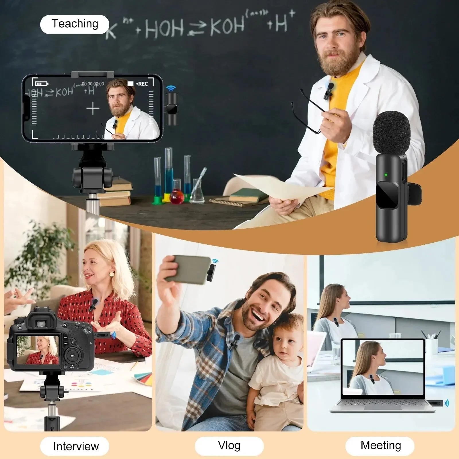 "Portable Lavalier Microphone for iPhone, Android, and live streaming"