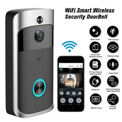 Wireless Smart Doorbell Camera with Night Vision for Home Security


