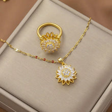 Women’s double layer sunflower necklace in stainless steel